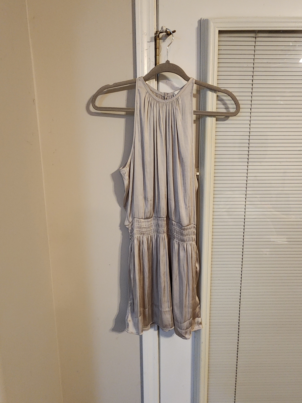 Nicole by Nicole Miller Beige Pleated Halter Camisole